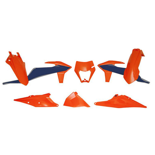 Rtech KTM Orange/Blue/Orange Plastic Kit 150 EXC 2023 (With Headlight Surround)