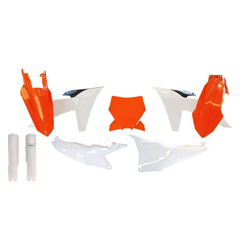 Rtech KTM Orange/Black/White (024) Plastic Kit 250 SX-F 2022 (7 Piece Kit Includes Left Airbox Cover & Fork Protectors)