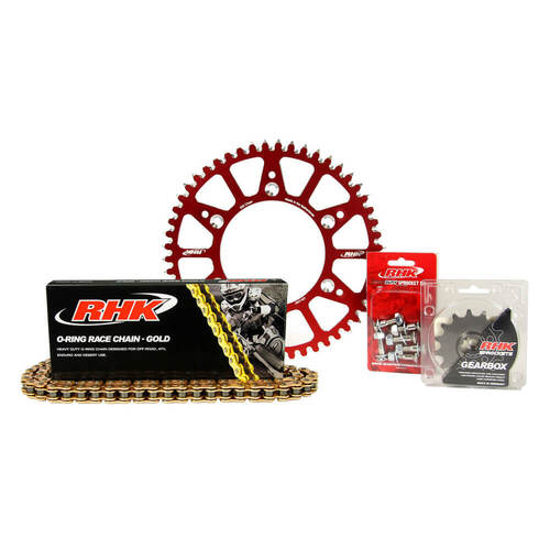 RHK Gas Gas MC 125 2021-2024 (13/48) Gold O-Ring Chain & Red Alloy Sprocket Kit