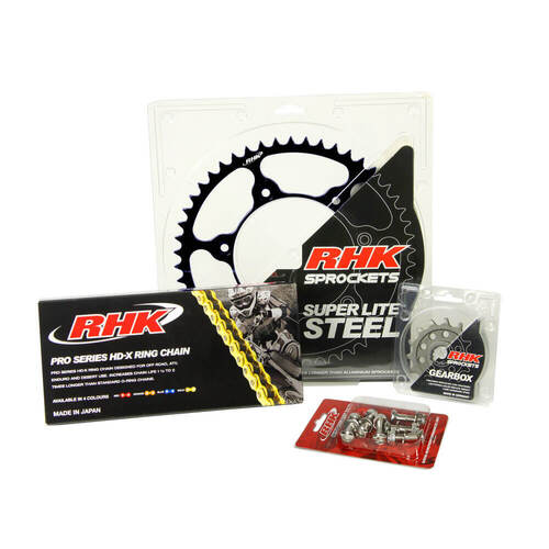 RHK Gas Gas EC 250 2021-2024 (13/45) Gold HD-X Ring Chain & Black Super Lite Steel Sprocket Kit