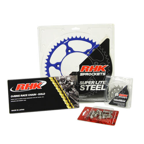 RHK Gas Gas EC 250 2021-2024 (13/47) Gold O-Ring Chain & Blue Super Lite Steel Sprocket Kit