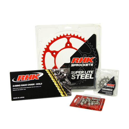 RHK Gas Gas EC 250 2021-2024 (13/47) Gold O-Ring Chain & Red Super Lite Steel Sprocket Kit