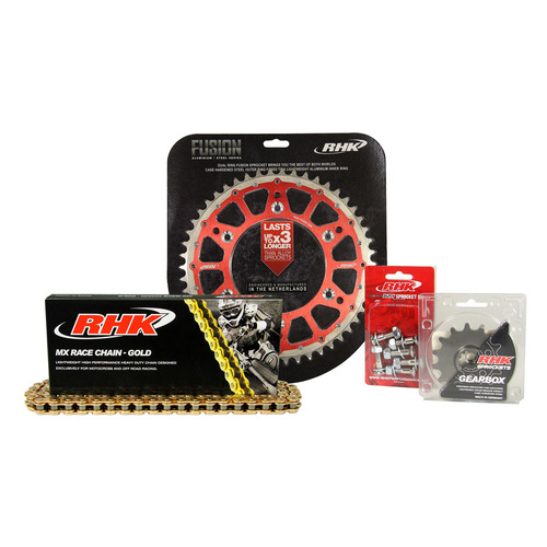 RHK Gas Gas MC 125 2021-2024 (13/49) Gold MX Chain & Red Fusion Sprocket Kit