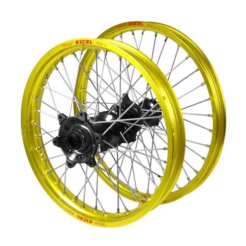 Yamaha SM Pro Black Hubs / Excel JNR Yellow Rims Wheel Set