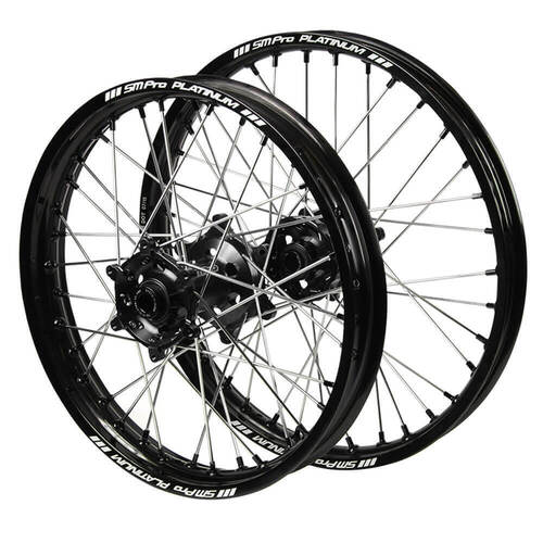 Honda SM Pro Black Hubs / SM Pro Platinum Black Rims / Black Nipples Wheel Set CRF 250 R 2014-2024 (21*1.6 / 18*2.15)