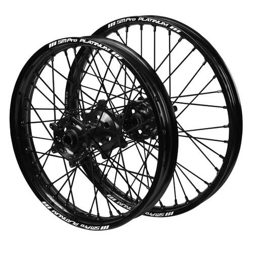 Husaberg SM Pro Black Hubs / SM Pro Platinum Black Rims / Black Nipples / Black Spokes Wheel Set FC 450 2003-2005 (21*1.6 / 18*2.15 OE)