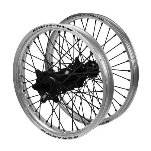 Husqvarna SM Pro Black Hubs / SM Pro Platinum Silver Rims / Black Nipples / Black Spokes Wheel Set FC 250 2014-2025 (21*1.6 / 18*2.15 OE)