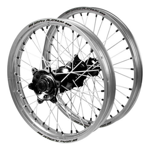 Husqvarna SM Pro Black Hubs / SM Pro Platinum Silver Rims / Black Nipples Wheel Set FC 250 2014-2025 (21*1.6 / 18*2.15 OE)