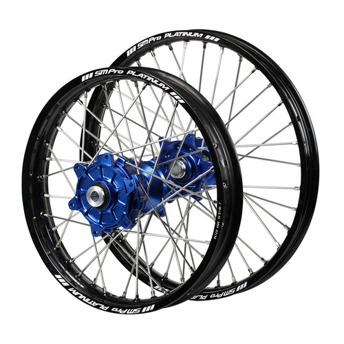 Yamaha Adventure SM Pro Blue Hubs / SM Pro Platinum Black Rims Wheel Set XTZ 690 TENERE (T7) 2019-2024 (21*1.85 / 18*2.50)