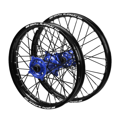 Husqvarna SM Pro Blue Hubs / SM Pro Platinum Junior Black Rims / Black Spokes Wheel Set TC 50 2017-2023 (12*1.60 / 10*1.60)