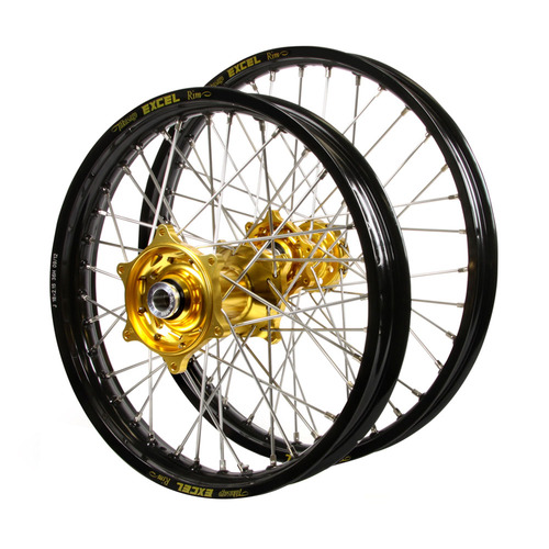 Yamaha Talon Gold Hubs / Excel Junior Black Rims Wheel Set YZ 65 2018-2024 (14*1.60 / 12*1.60 OE)