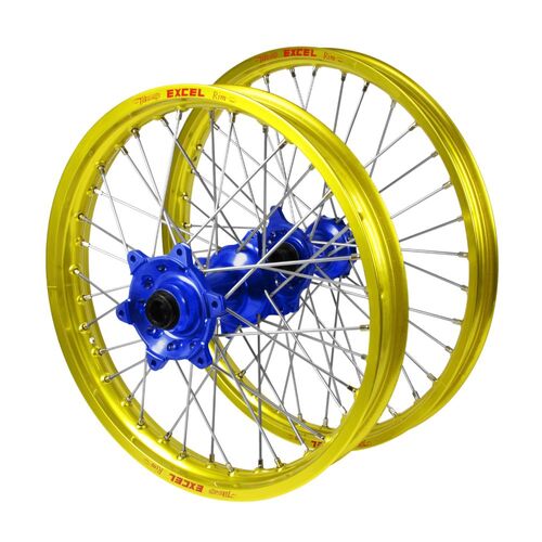 Suzuki Talon Blue Hubs / Excel Junior Yellow Rims Wheel Set RM 80 1990-2001 (17*1.40 / 14*1.60 OE)