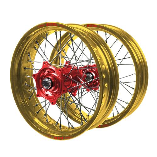 Suzuki Talon Red Hubs / Excel Gold Rims Supermotard Wheel Set