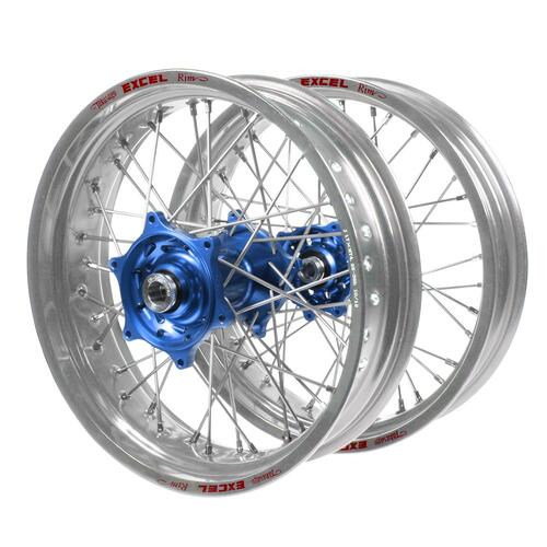 Suzuki Talon Blue Hubs / Excel Silver Rims Supermotard Wheel Set