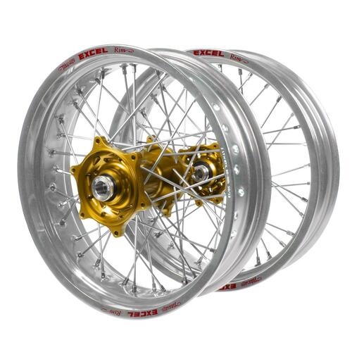 Suzuki Talon Gold Hubs / Excel Silver Rims Supermotard Wheel Set