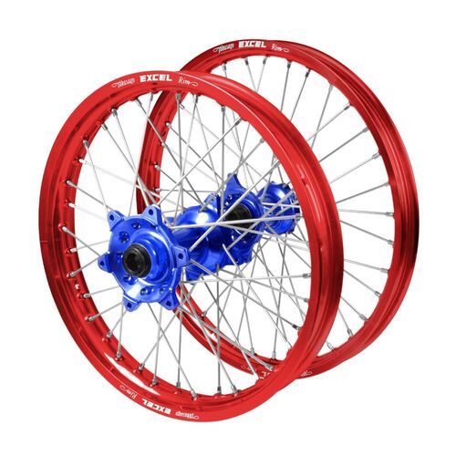 Honda Talon Blue Hubs / Excel Red Rims Wheel Set CR 125 R 2002-2007 (21*1.6 / 18*2.15)