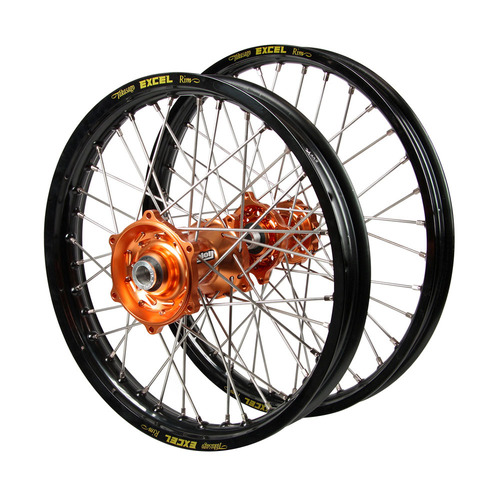 Husaberg Talon Orange Hubs / Excel Black Rims Wheel Set FC 550 2003-2012 (21*1.6 / 18*2.15)