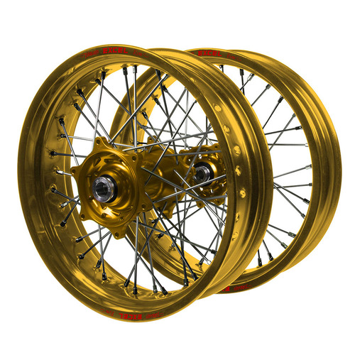 Husaberg Talon Gold Hubs / Excel Gold Rims Supermotard Wheel Set FE 250 2003-2014 (17*3.50 / 17*4.25)