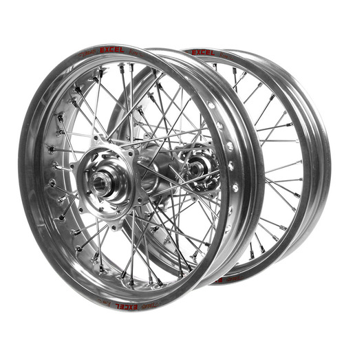 Husaberg Talon Silver Hubs / Excel Silver Rims Supermotard Wheel Set FE 250 2003-2014 (17*3.50 / 17*4.25)