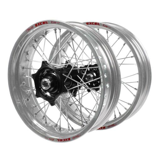 Kawasaki Talon Black Hubs / Excel Silver Rims Supermotard Wheel Set