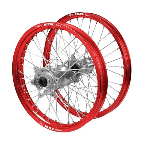 Yamaha Talon Silver Hubs / Excel Red Rims Wheel Set