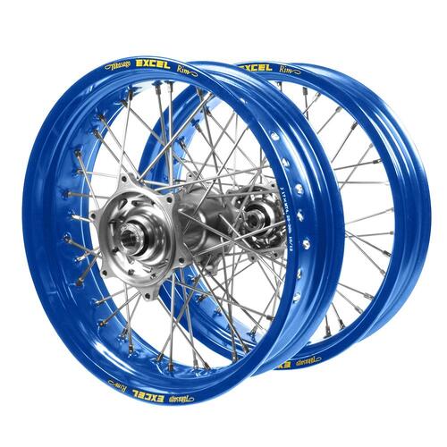 Husqvarna Talon Silver Hubs / Excel Blue Rims Supermotard Wheel Set FE 250 2016-2023 (17*3.50 / 17*4.25)