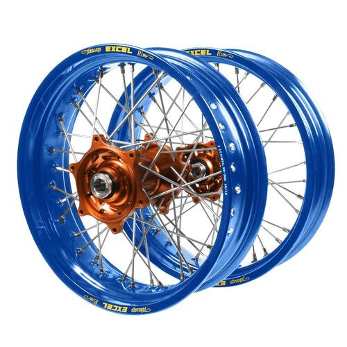 KTM Talon Orange Hubs / Excel Blue Rims Supermotard Wheel Set