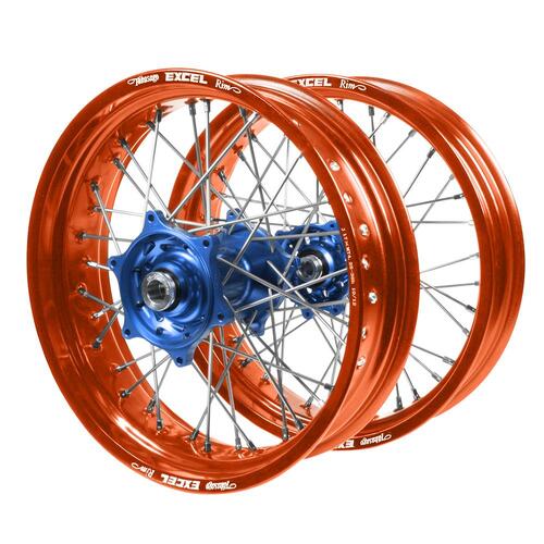 KTM Talon Blue Hubs / Excel Orange Rims Supermotard Wheel Set