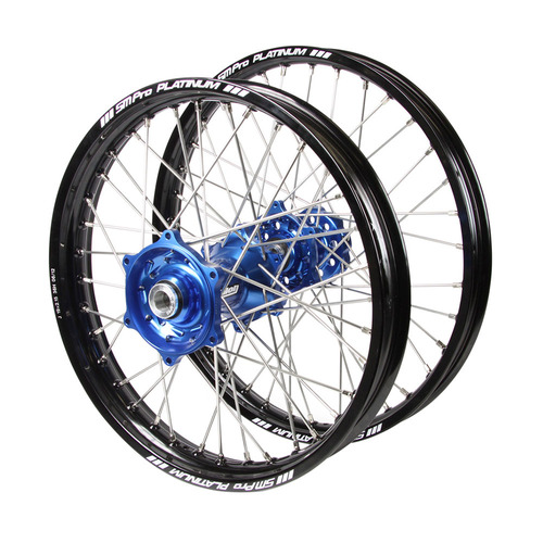 Husaberg Talon Blue Hubs / SM Pro Platinum Black Rims Wheel Set FE 250 2003-2014 (21 / 18*2.15)