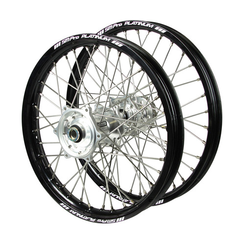 Husaberg Talon Silver Hubs / SM Pro Platinum Black Rims Wheel Set FE 250 2003-2014 (21 / 18*2.15)