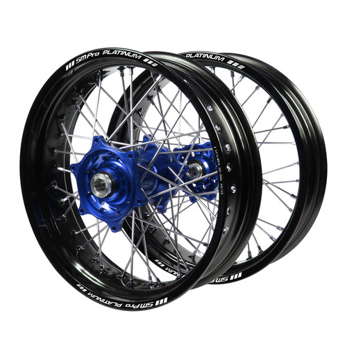 Husaberg Talon Blue Hubs / SM Pro Platinum Black Rims Supermotard Wheel Set FE 250 2003-2014 (17*3.50 / 17*4.25)