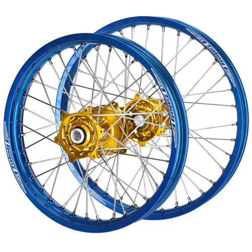 Yamaha Talon Gold Hubs / Talon Blue Rims Wheel Set WR 450 F 2019-2023 (21*1.6 / 18*2.15 OE Cannot Use OEM Speedo)