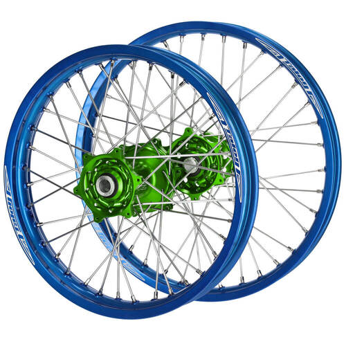 Suzuki Talon Green Hubs / Talon Blue Rims Wheel Set