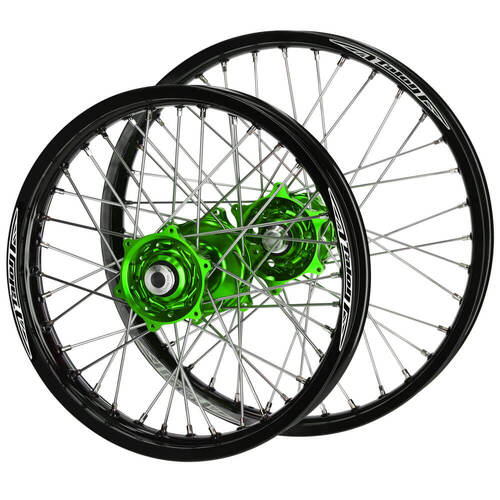 Suzuki Talon Green Hubs / Talon Black Rims Wheel Set RMZ 250 2004-2006 (21*1.6 / 18*2.15)